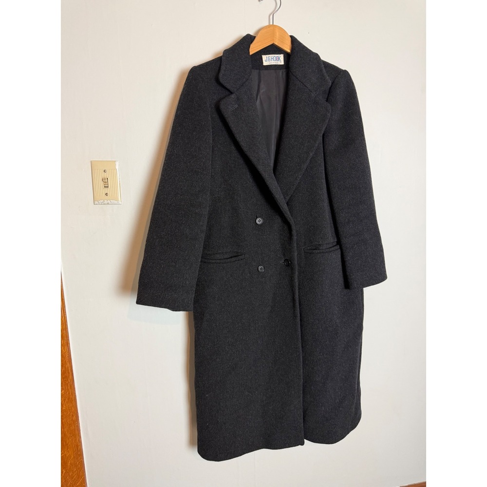 Vintage J.G. Hook Gray Double Breasted Wool Overcoat usa quiet luxury coat 8
